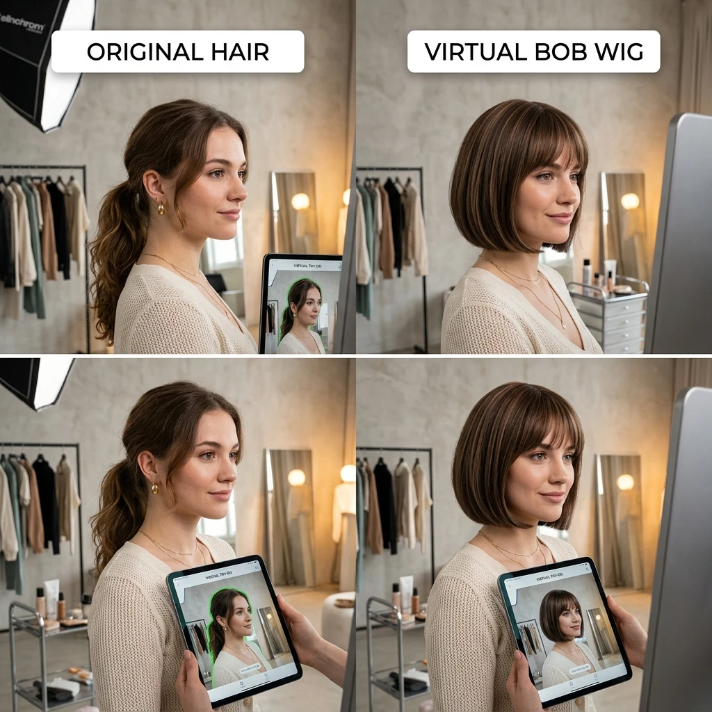 Bob Wig Try On - Realistic Hairline and Natural Style Preview